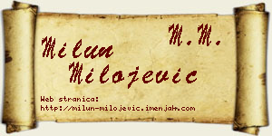 Milun Milojević vizit kartica
